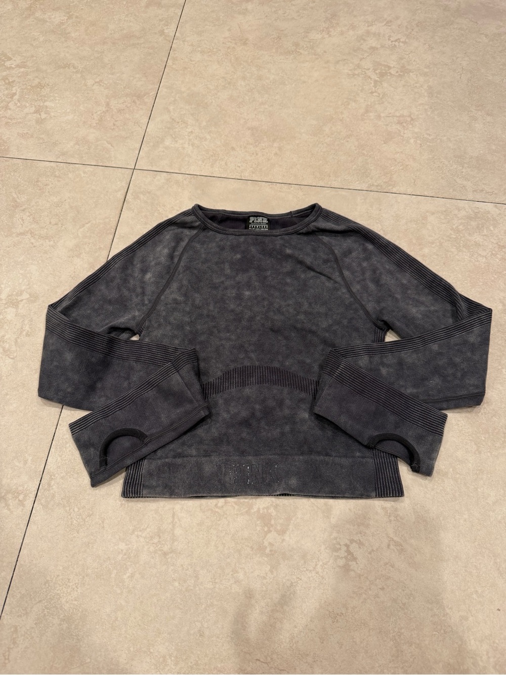 Victoria's Secret PINK Seamless Dark Charcoal Gray Workout Long Sleeve